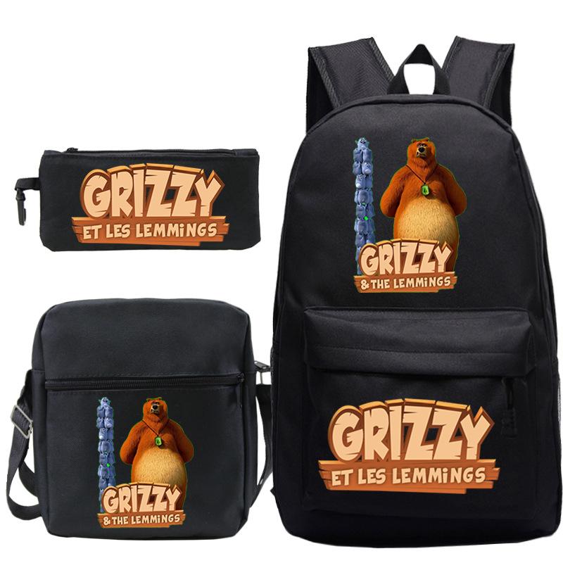 Printed primary and secondary school students backpack shoulder bag pencil bag three-piece combination