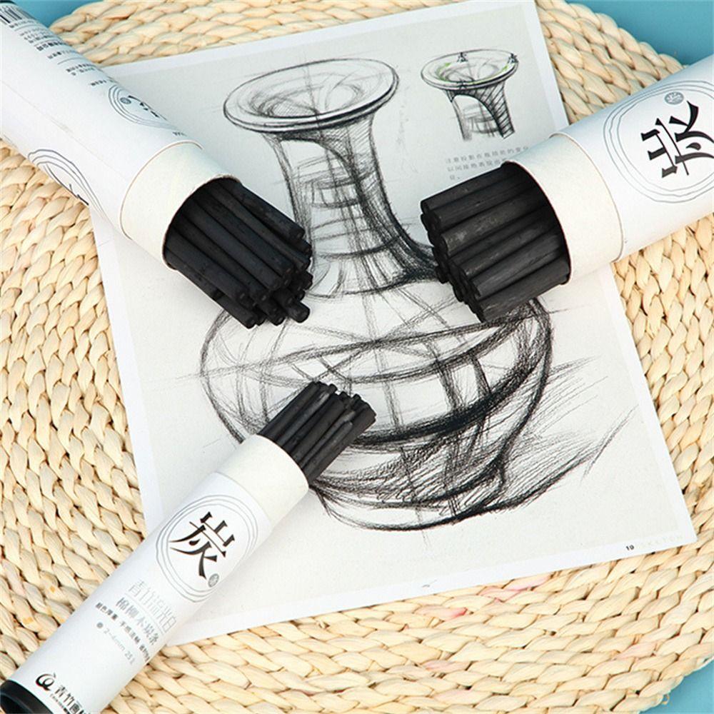 Black Color Charcoal Sticks Willow Charcoal Vine Charcoal Charcoal Bars Strong Color Professional Drawing Charcoal Pencils