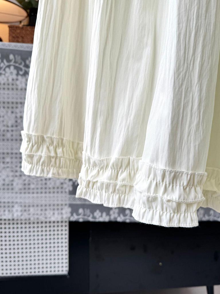 Women's High Waist A-Line Midi Skirt with Lace Trim - Spring/Summer 2026
