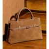 Oversized Suede Leather Briefcase Spacious Handheld Shoulder Crossbody Bag Women Slouchy Commuting Premium Light Luxury Handbag