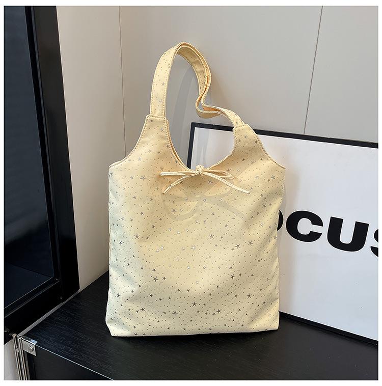 Korean-Style Starry Tote: 2026 Women's Single Shoulder, Large-Capacity Casual Handbag