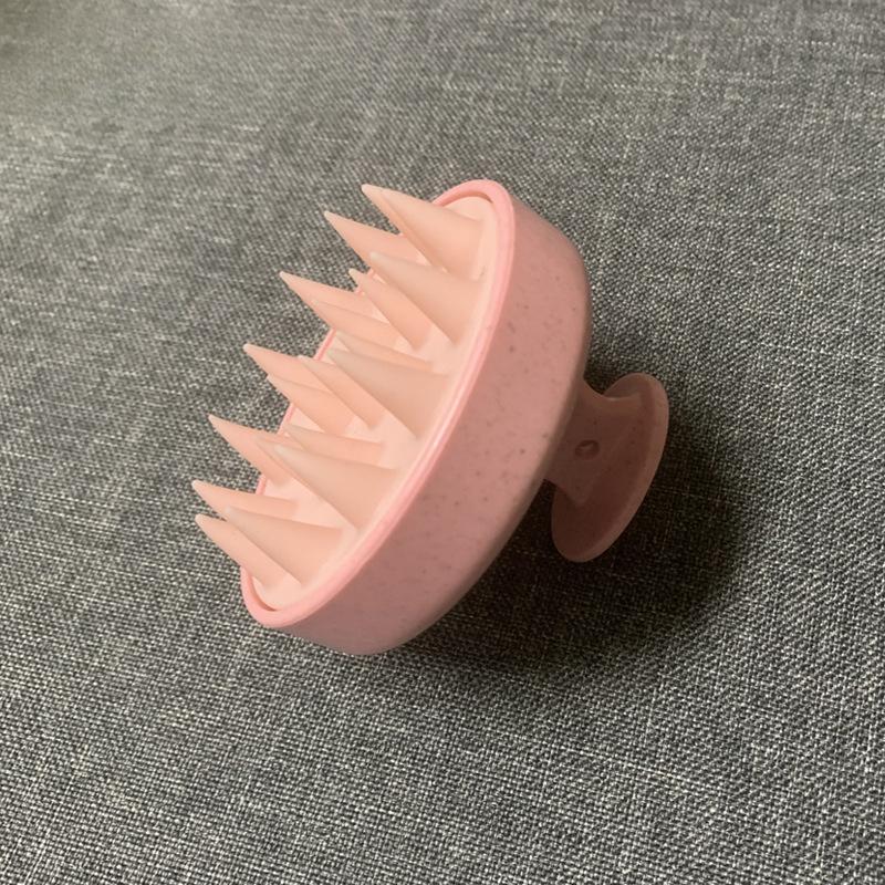 1pc Round Soft Rubber Shampoo Brush Wheat Straw Massage Comb Portable Head Brush Scalp Washing Clean Shower Bath SPA Brushes