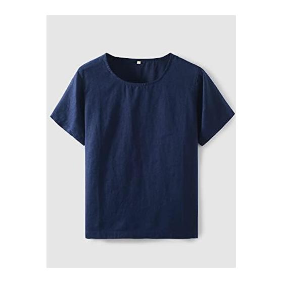 [RAKUYUME] Men's Pajamas, 100% Linen, Short Sleeve, Half Pants Set, Hemp, Room Wear, Large Size, Sweat Absorbent, Quick Drying, Thin, Cute, Top and