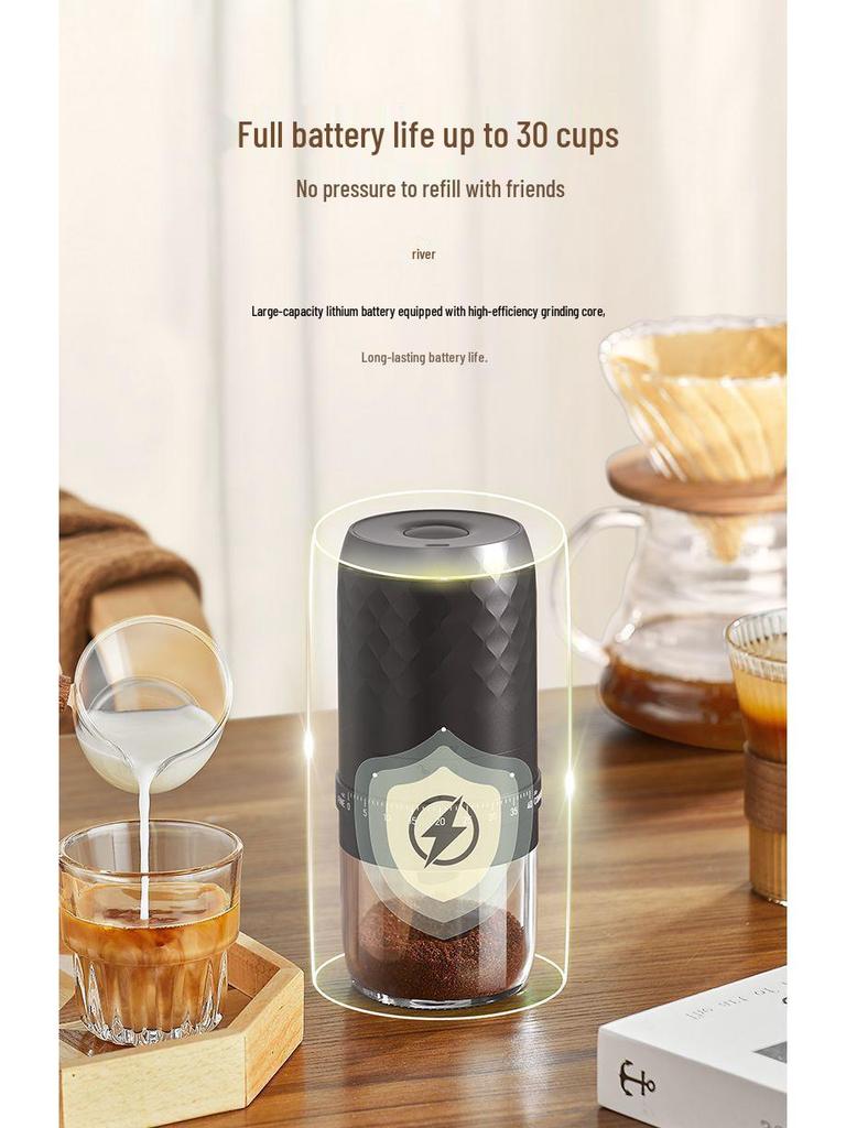 Portable Electric & Manual Coffee Bean Grinder - Compact Household Hand-Cranked & Automatic Grinding Machine