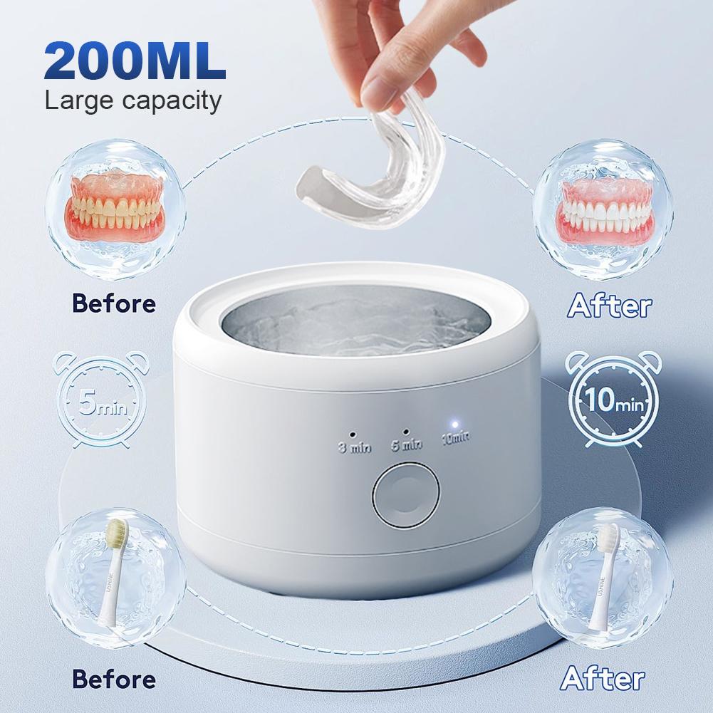 Ultrasonic Electric Cleaner Machine One-Touch Operation 3-Speeds Timing High Frequency Vibration Cleaner for Watches Glass Rings