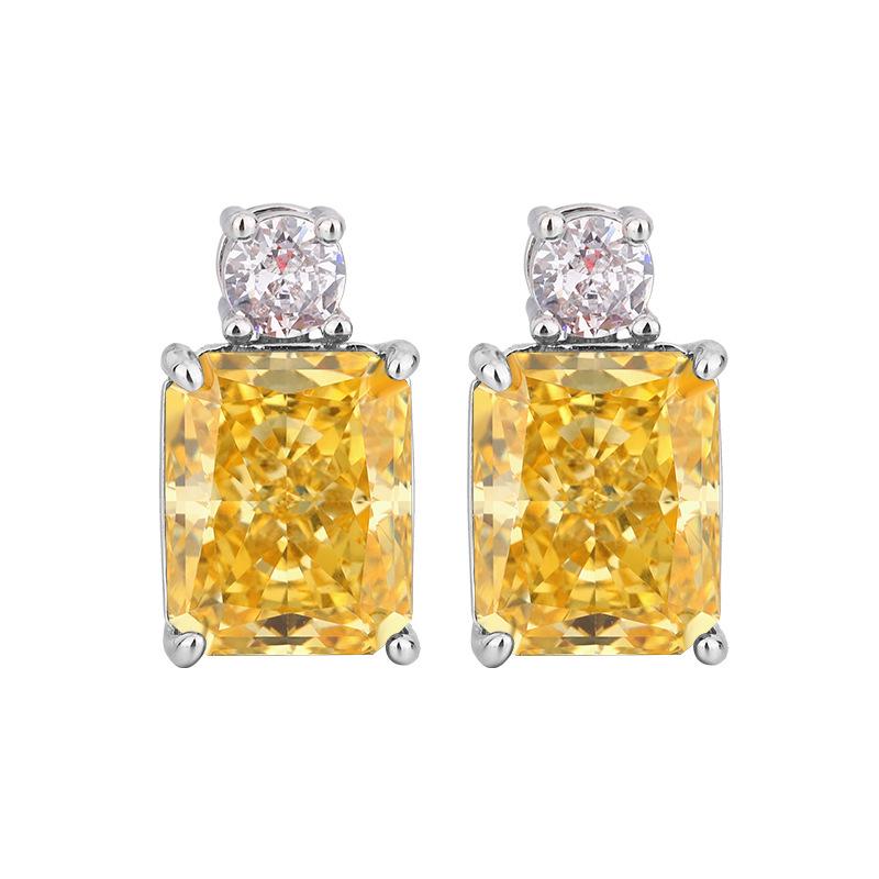 Autumn And Winter Jewelry Set High Carbon Diamond Ice Flower Cut Copper Inlaid Yellow Diamond Set Main Stone 8 * 10