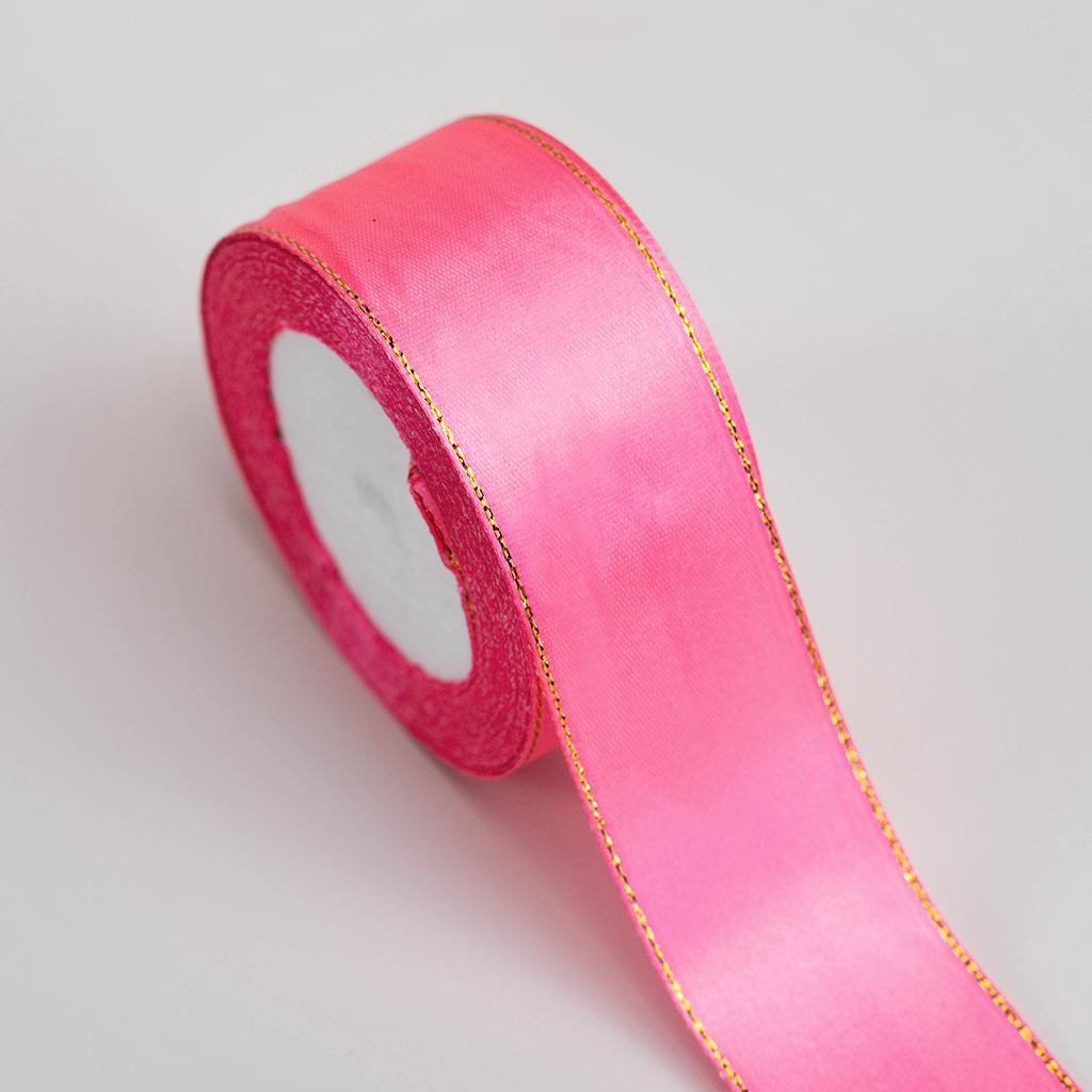 Nastro Doppio Bordo Oro da 4 cm per Matrimonio, Pasticceria e Fiocchi per Scatole Regalo - Nastro Rosa per Confezione Fatto a Mano