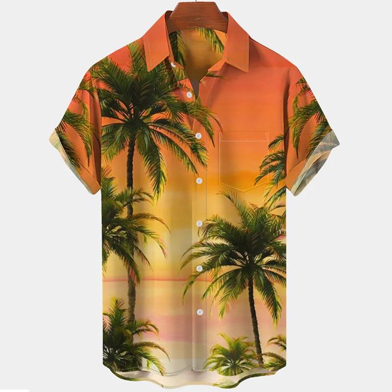 

European And American Men S 3D Casual Hawaiian Beach Shirt Lapel Fashion Short Sleeve Men S Top S