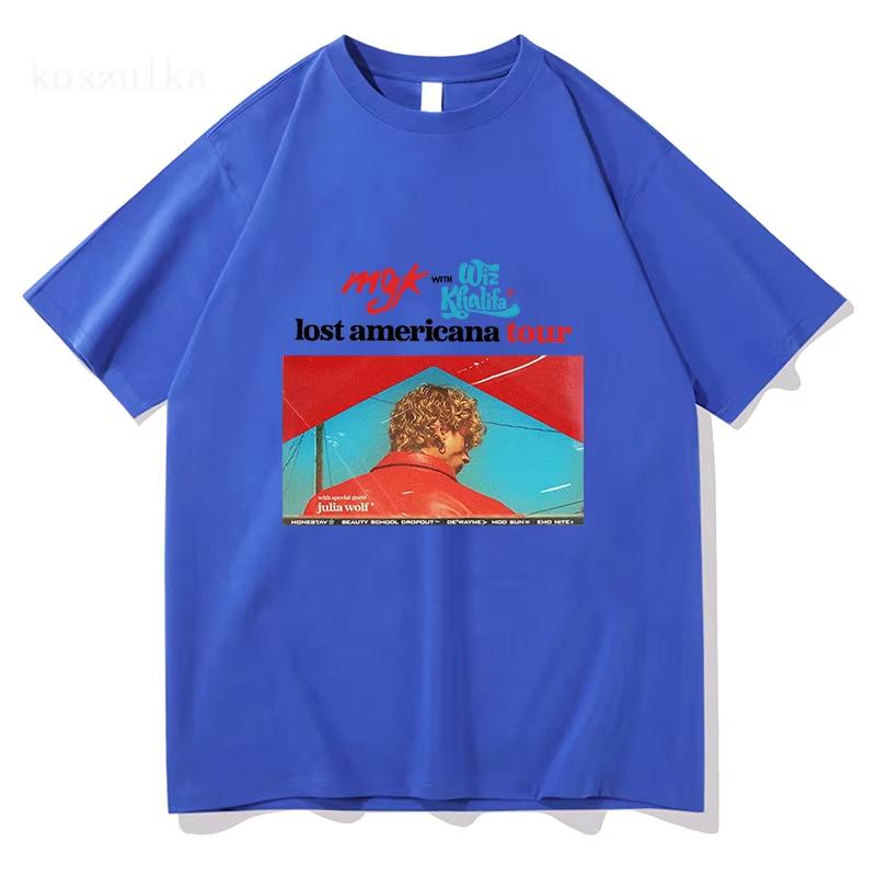 MGK Lost Americana Tour High Quality Oversized Tshirt Machine Gun Kelly Singer Graphic Tshirt YK Short Sleeve Casual Tee