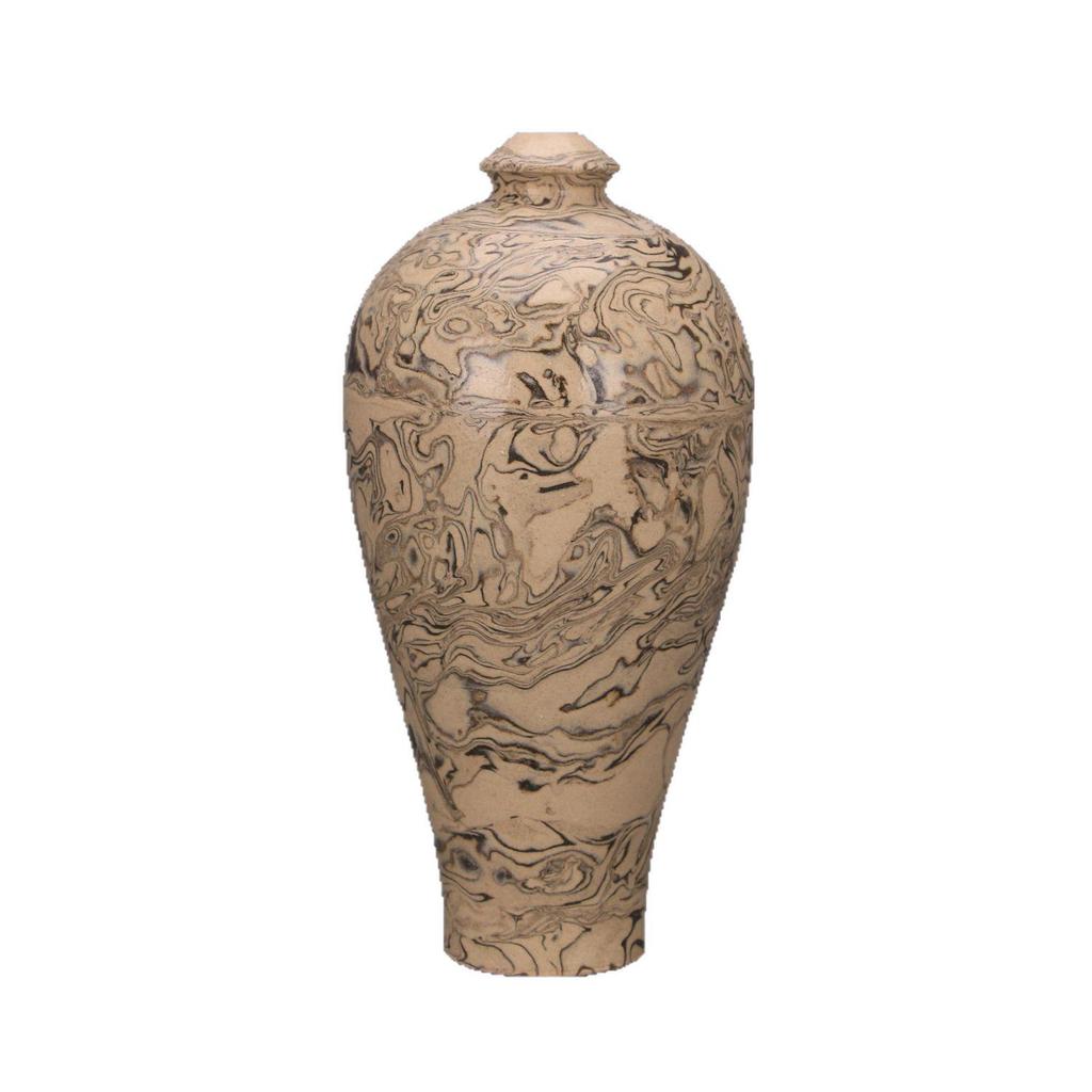 Song Dynasty Dangyangyu White Glaze Plum Vase - Wood Grain Jiao Tai Replica, Porcelain Chinese Antique Ornament Collection