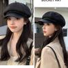 2024 Spring Women's Woolen Beret: Trendy Octagonal Hat, Slimming Artist Flat Cap