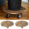 Wooden Flower Pot Tray Round Plant Rolling Board Outdoor Weatherproof Plant Pot Base with 360 Rotating Wheels for Indoor Outdoor Potted Plants