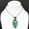 Green Dendritic, Moonstone Gemstone Copper Wire Wrap Jewelry Pendant 2.96"