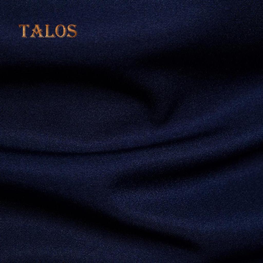 TALOS Men Clothing Embroidery Flower Button Stand Collar Long Sleeve Shirt Blouse Top