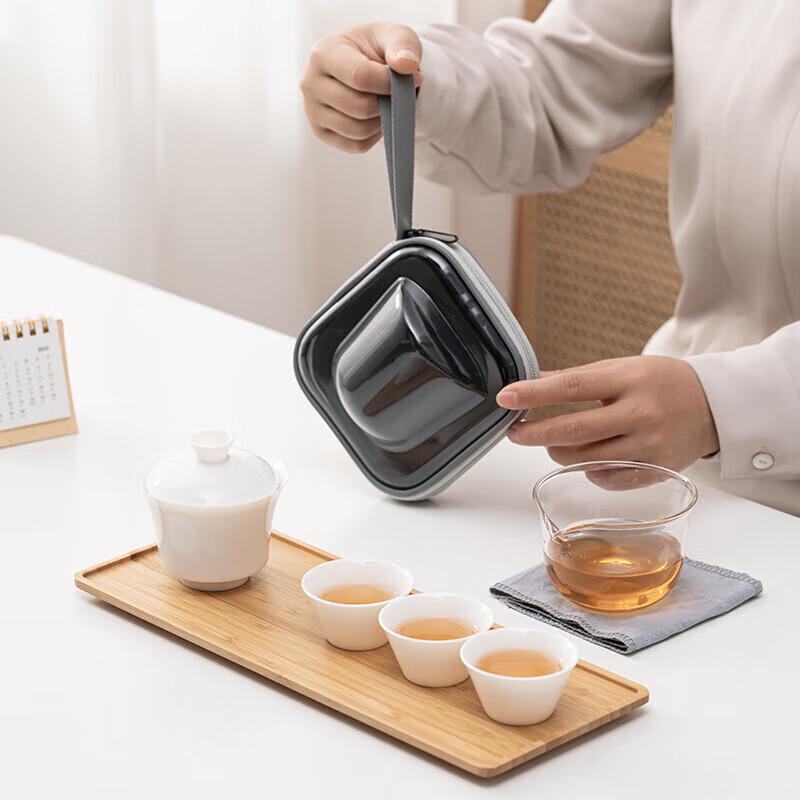 

Chinese White Porcelain Portable Travel Tea Set