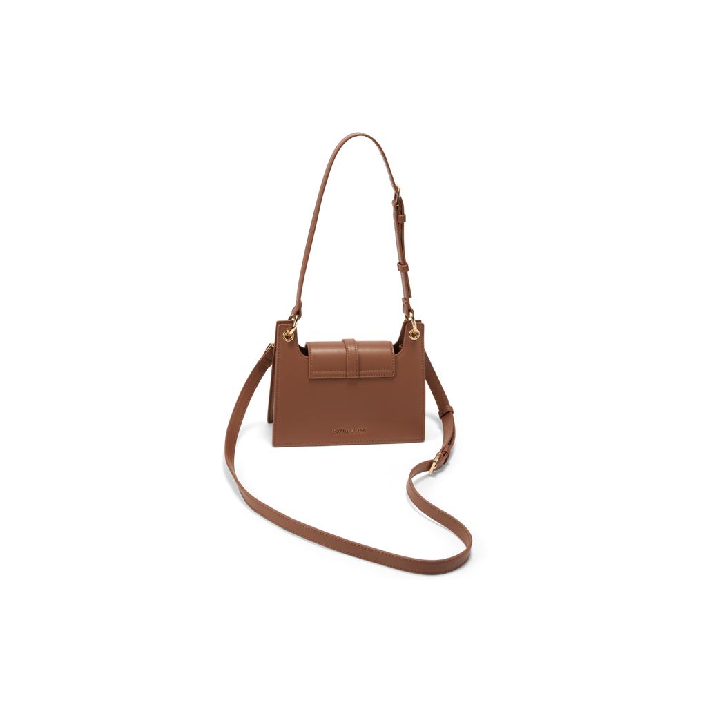 New CHARLES&KEITH PU Shoulder Bag, Portable Crossbody Bag Small Women's White/Brown CK2-20701342