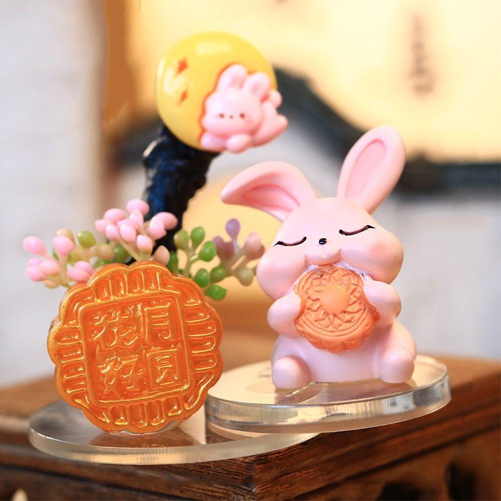 Creative Rabbit Mooncake Figurines Exquisite Micro Landscape Decoration  Easter