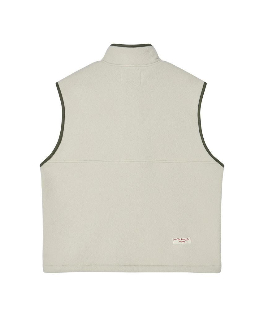 Beyond Closet [Collection Line] Retro Pop Detail Half Zip-Up Vest Ivory