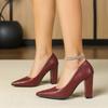 Damen Hohe klobige Blockabsätze Sexy Pumps Geschlossene Spitze zum Hineinschlüpfen Spitze Arbeitskleid Büro Hochzeitsparty Pumps Schuhe für Damen High Heels Schuhe