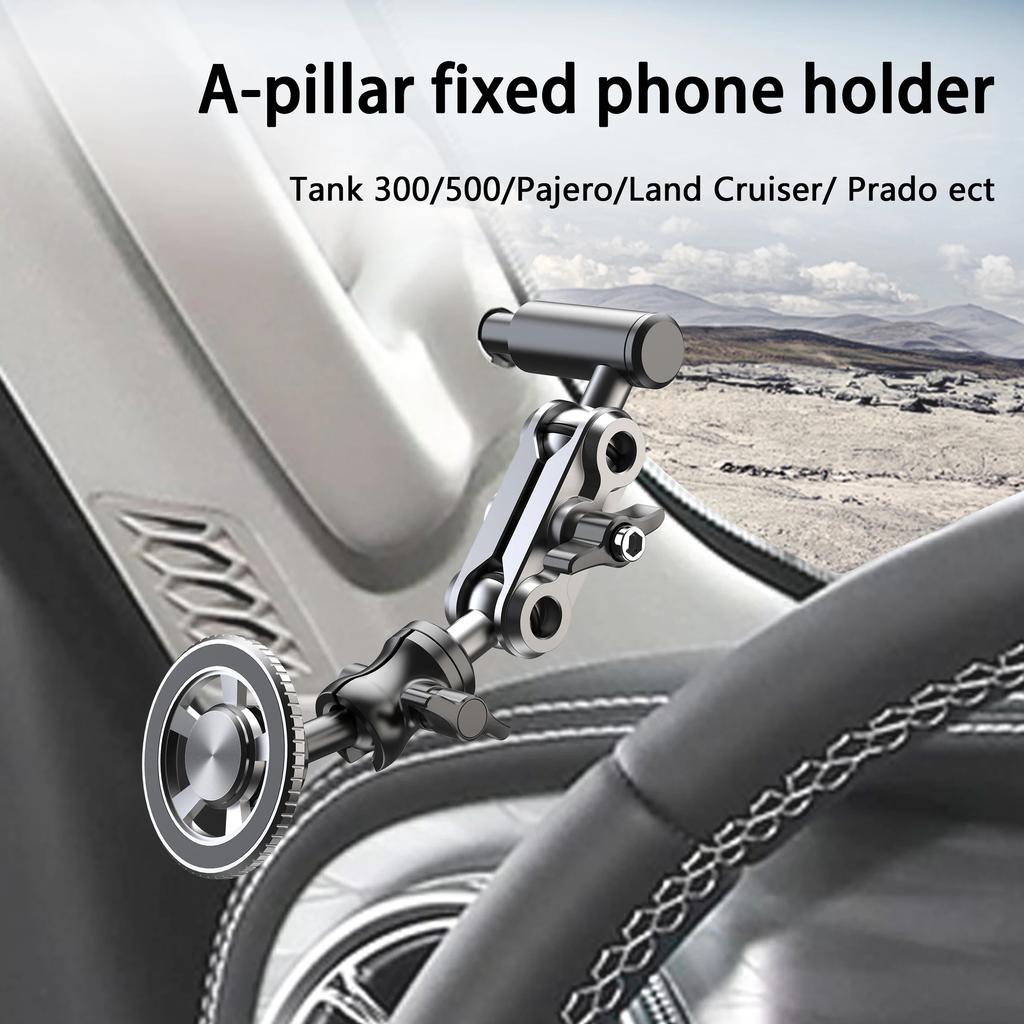 A036 Magnetic Phone Holder for Land Cruiser/Tank 300/500/Prado A-Pillar Aluminum Alloy Vehicle Phone Bracket