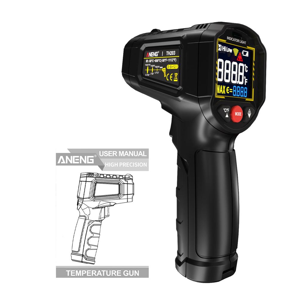 Infrared Thermometer Non-contact Temperature Sensing Gun -50°C to 600°C (-58°F~1112°F) with Adjustable Emissivity for Car