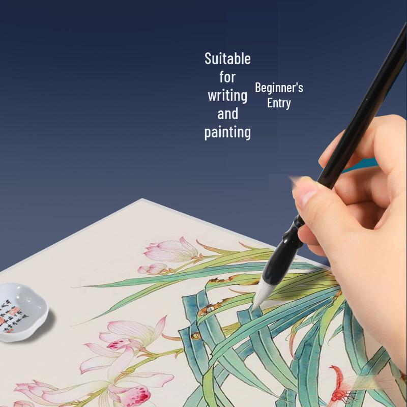 Beginner Calligraphy Brush: Medium Soft Wolf & Sheep Hair, Ideal for Students & Adults for Regular & Running Script, Chinese Painting & Copying.