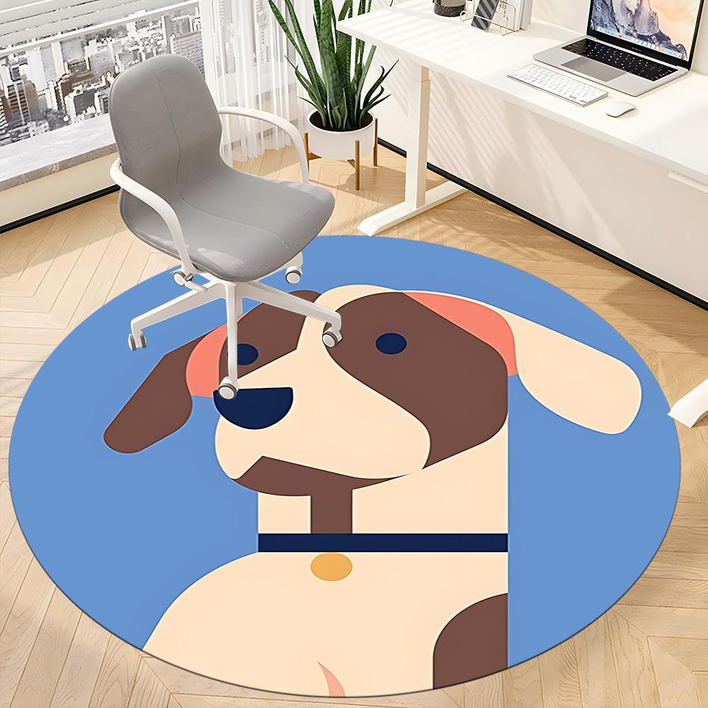 1pc Puppy Pet Office Round Area Rug, Under Office Chairs Bedroom Living Room Home Decor, Room Deco
