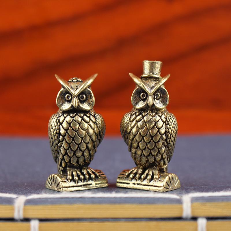1PC Owl Brass Ornament Handmade Boho Decor Creative Figurine Small Desk Decorations Unique Gift for Home Luxury Decor Home Decor