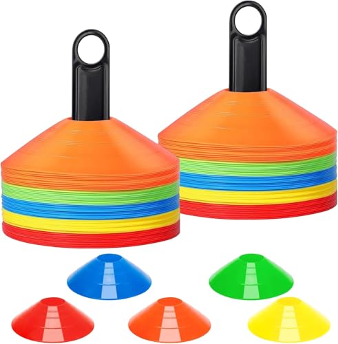 BiAnYC 100-Count Marker Cones, Soccer Markers, Mini Colored Cones, Soccer Dribbling Practice Cones, Training Cones for Soccer, Baseball, Tennis, and F