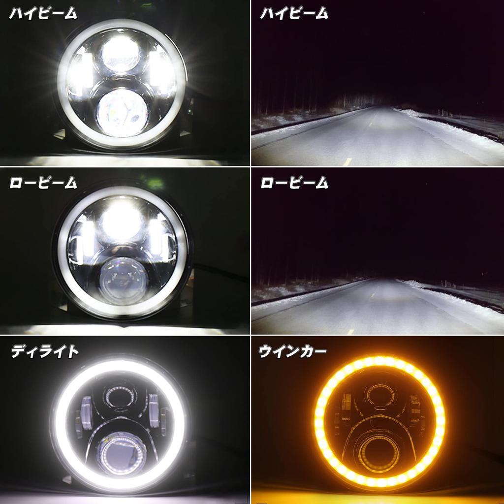 LED světlomet JK Wrangler s denním světlem a směrovým světlem kompatibilní s Jeep Wrangler Jimny Toyota FJ sada černých 7palcových světlometů, funkce,