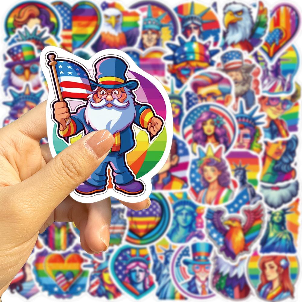 50 Cartoon Colorful Independence Day Graffiti Stickers Personalized Decorative Guitar Notebook Suitcase DIY Waterproof