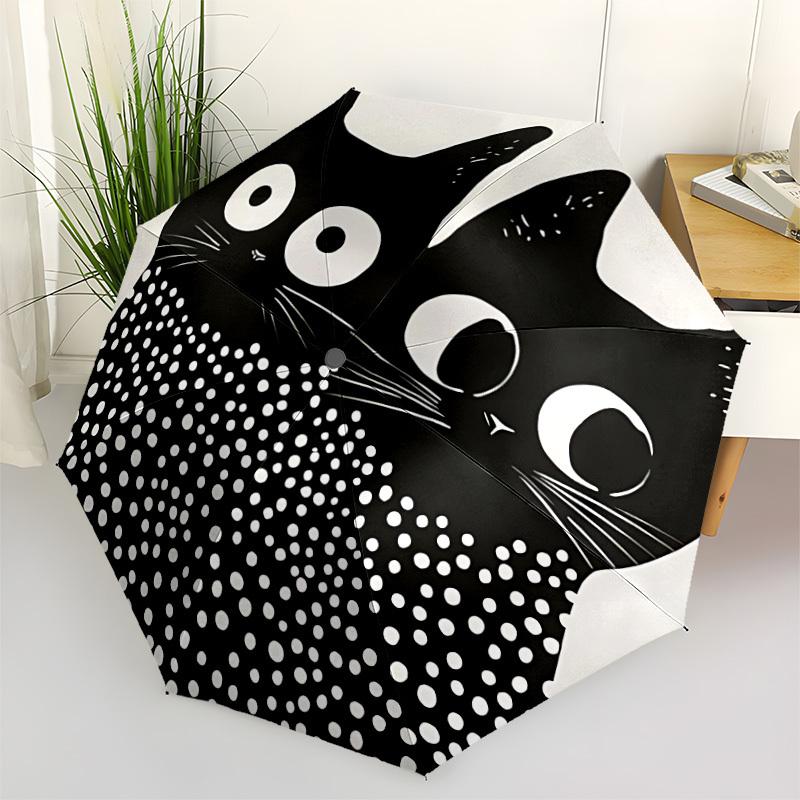 1pc Cat Pattern Automatic Open/Close, Foldable Compact Umbrella with 8-Rib Shaft, Perfect Gift For Men And Women, Casual Style, Vibrant Moti