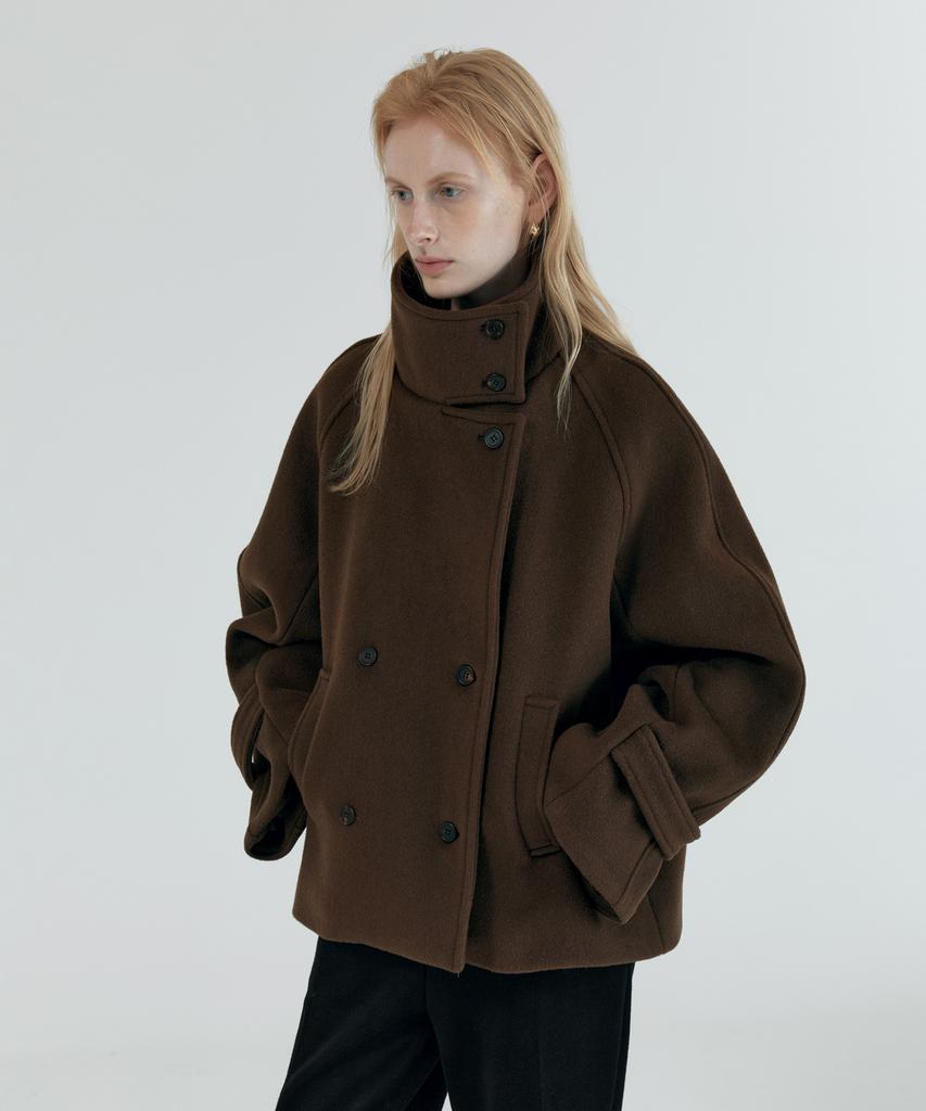 SIYAZU Siot4181 High-Neck Oversized Half Coat_Brown
