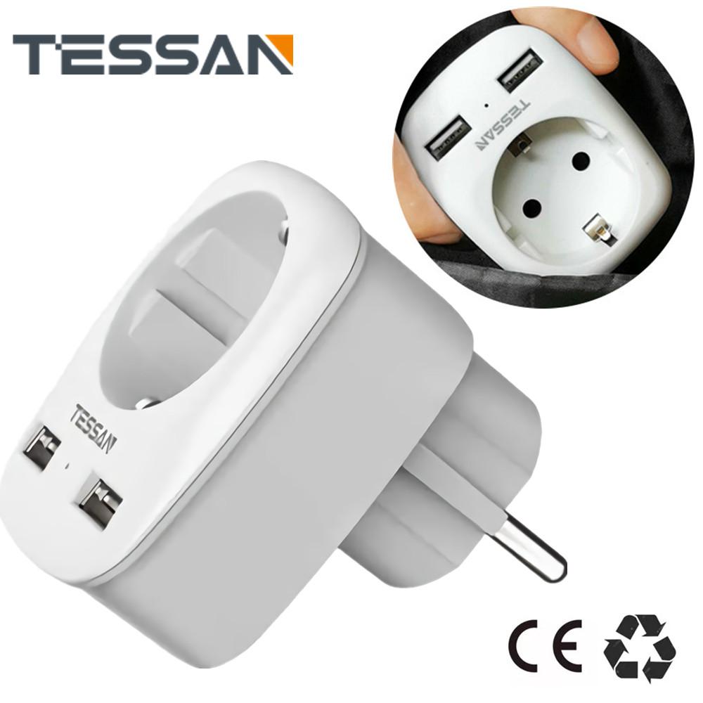 

TESSAN 3 в 1 USB-адаптер для зарядного устройства с 2 USB-разъемами (2,4 А), Адаптер питания настенной розетки ЕС для путешествий, дома, офиса