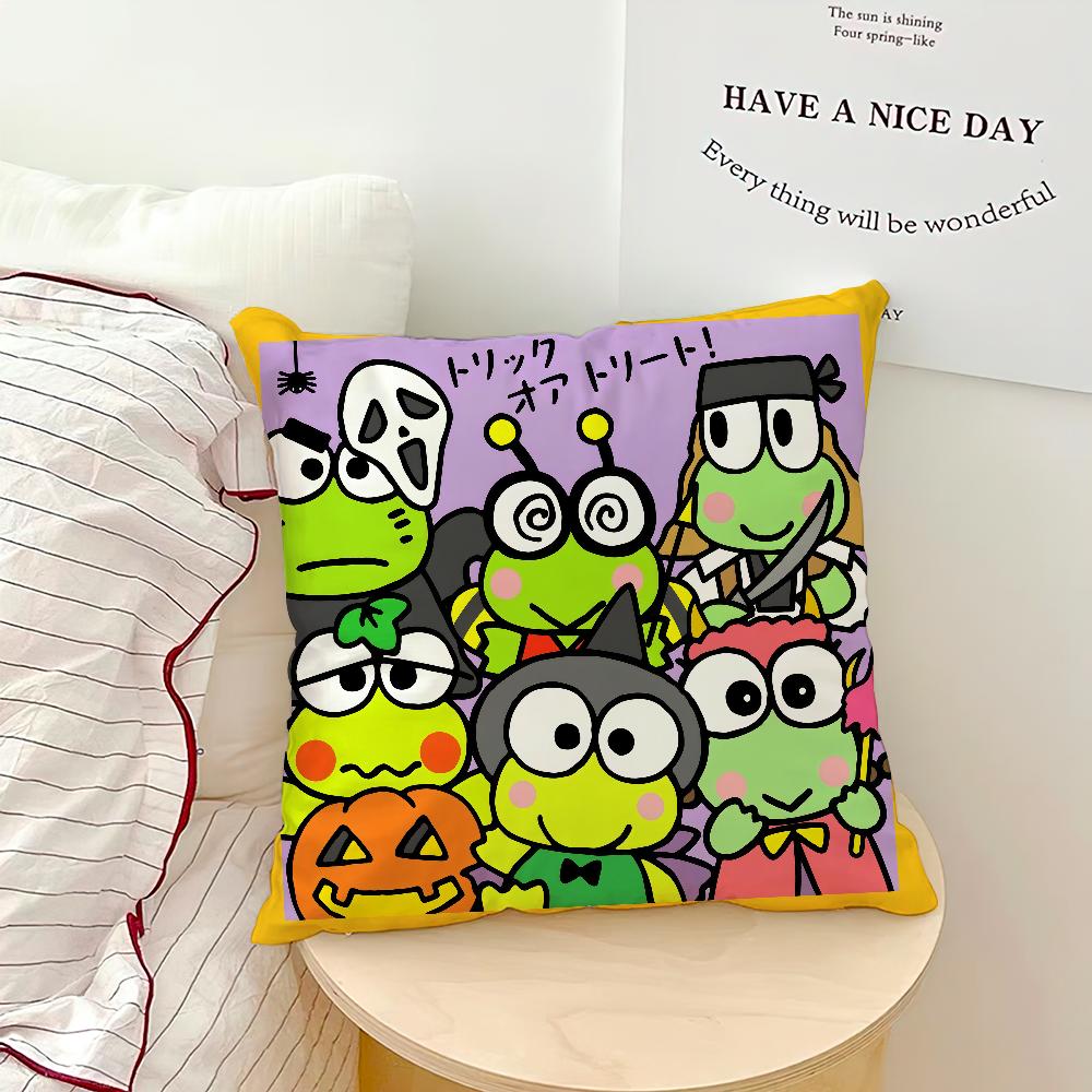 

cute cartoon art K-Keroppi cushion cover Comfortable soft Pillow Case for Sofa Living Room Home office Decor Protective Covers 12x12Inch