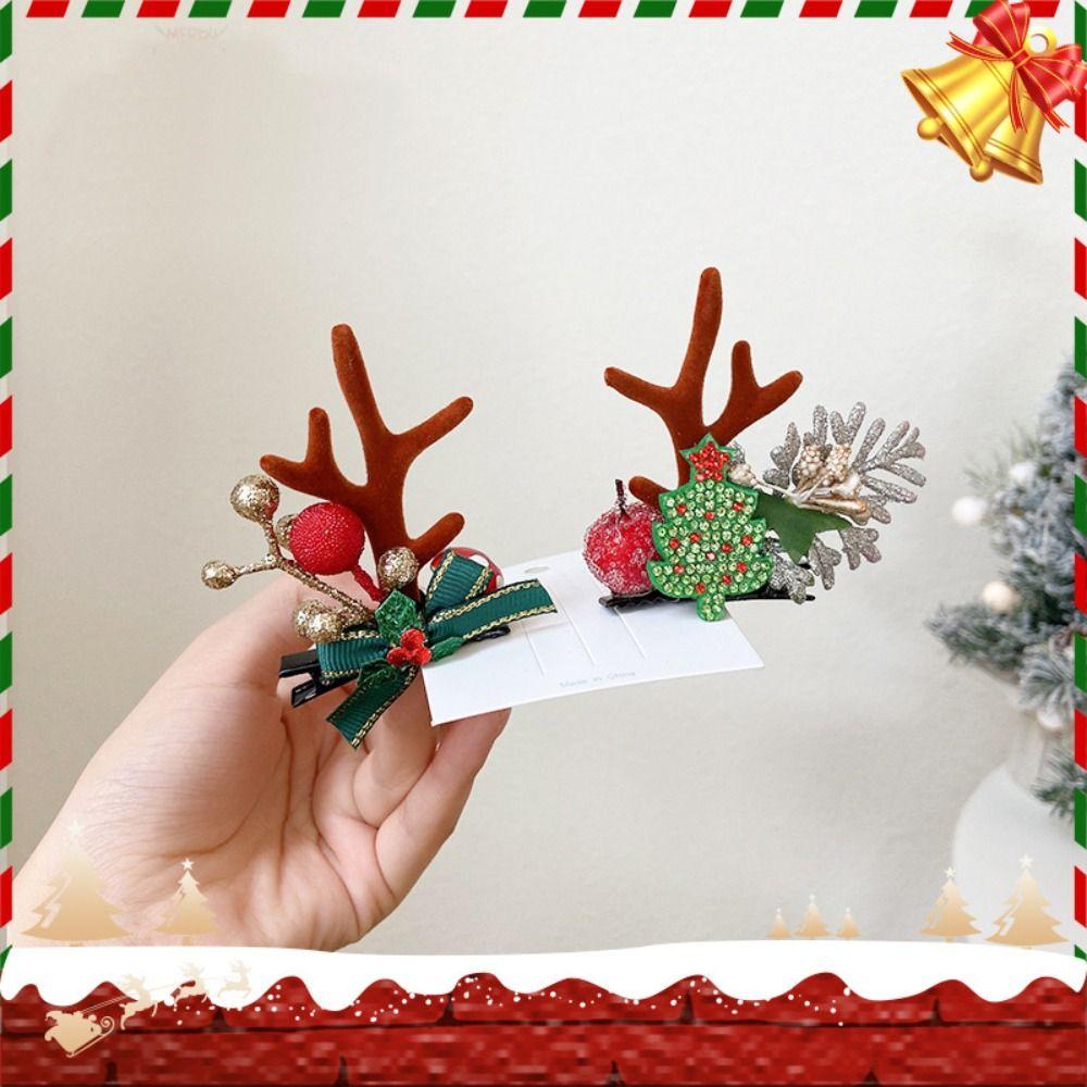 Kawaii Christmas Hair Clips Hair Accessories Cartoon Barrettes Hair Pin Antler Hairpin  Xmas
