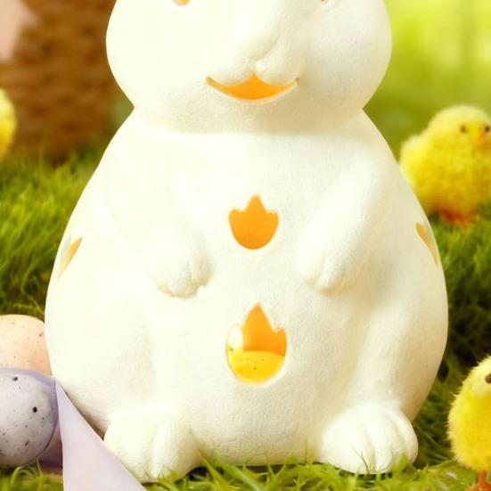 Easter Candlestick Bunny Design Decorative Ornament with Fine Carving Comfortable Hand Feel Artistic Candle Stand Office Table Decor