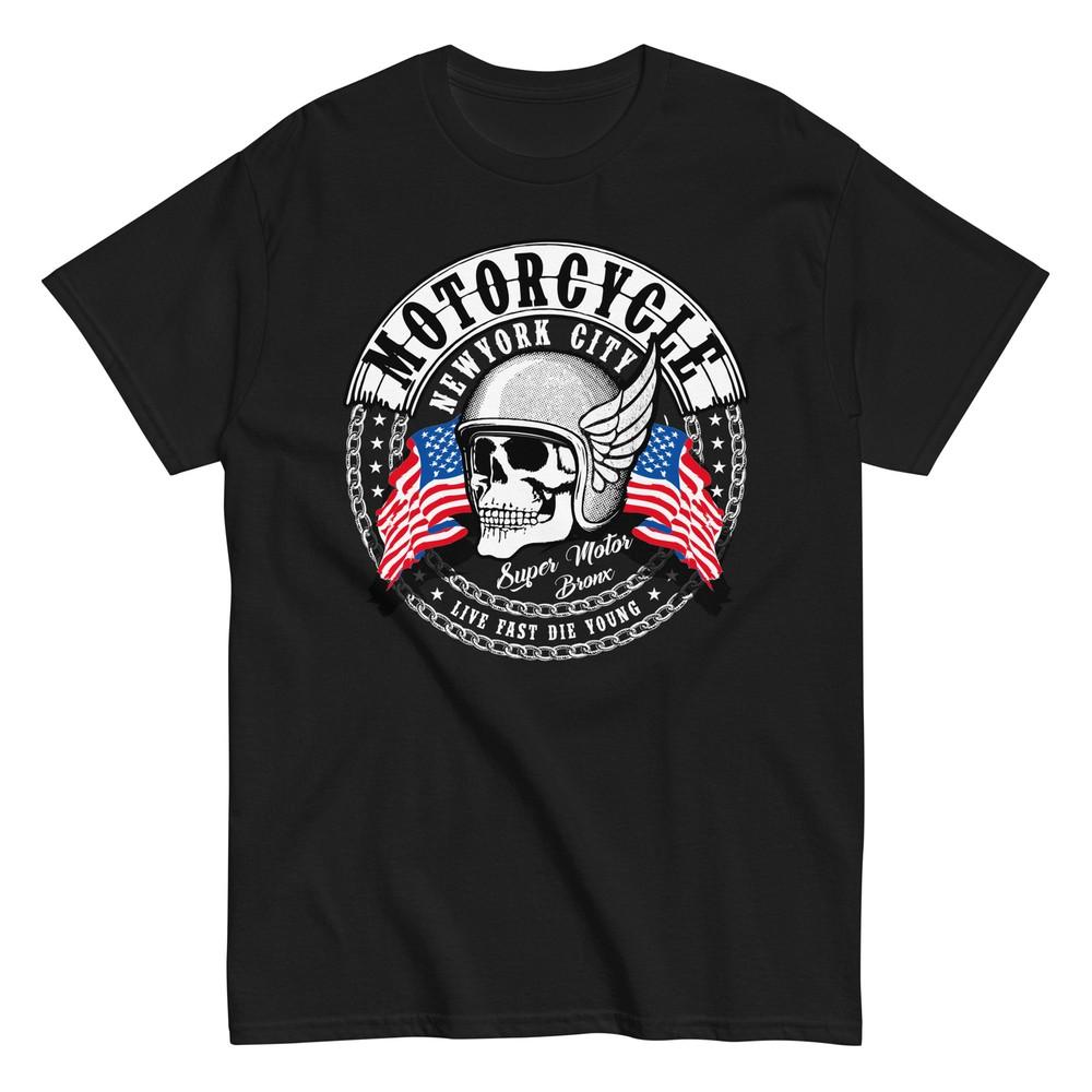 

Байкерская футболка Мотоцикл Мотоцикл Череп Мотоцикл Унисекс футболка 4XL