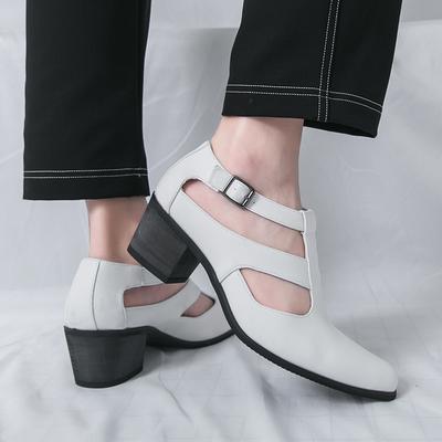 Comfortable Men's High Heel Sandals Casual Walking Shoes Summer Breathable Open-Toe Slip-On Beach Sandals for Men