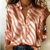 Women Satin Long Sleeve Shirt Color Zebra Print Blouse Lapel Single Breasted Loose Office Tops