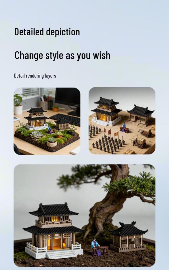 Miniature Chinese Courtyard Rockery Aquarium Ornaments