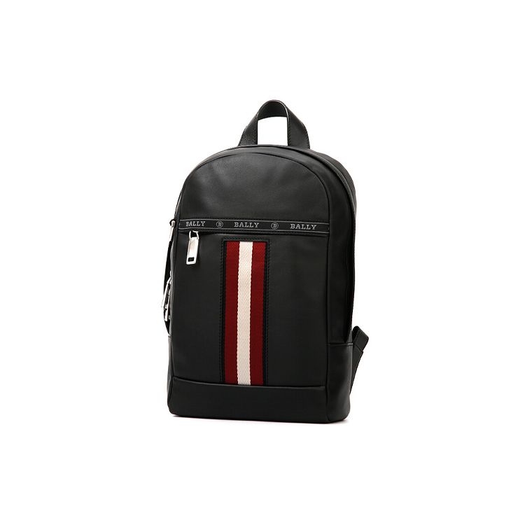 Bally Red And White Striped Leather Shoulder Bag Regular Men Shoulder Bag Black HARI-10