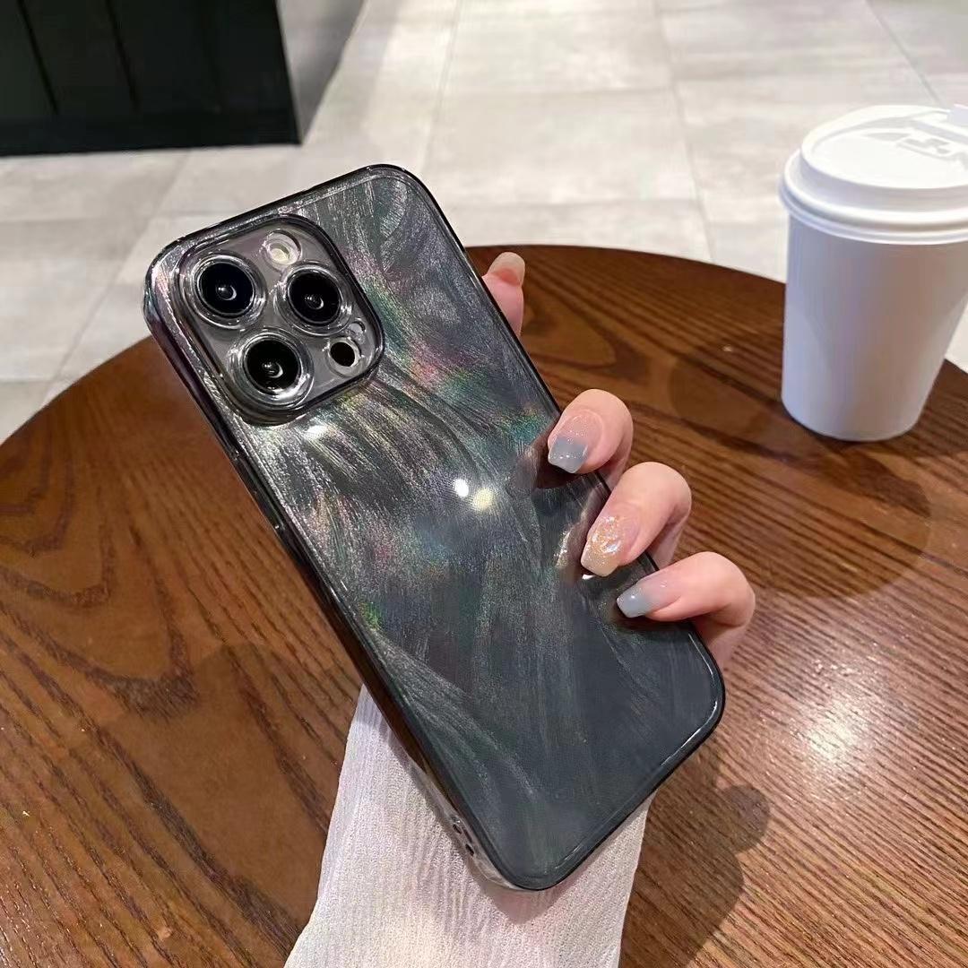 

Роскошный чехол для телефона с позолоченным пером и лазером для iPhone 15, 14, 13, 11, 12Pro Max, противоударный защитный чехол с цветным градиентом For iPhone 13Pro