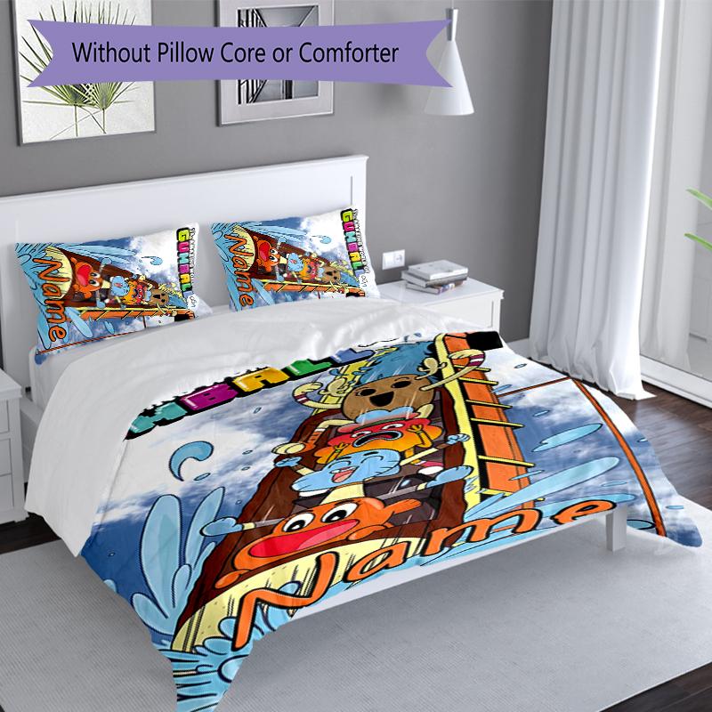 3pcs Custom Name The Amazing World of Gumball Bedding Set,Includes 1 Duvet Cover and 2 Pillowcases,All-season Bedroom Decor
