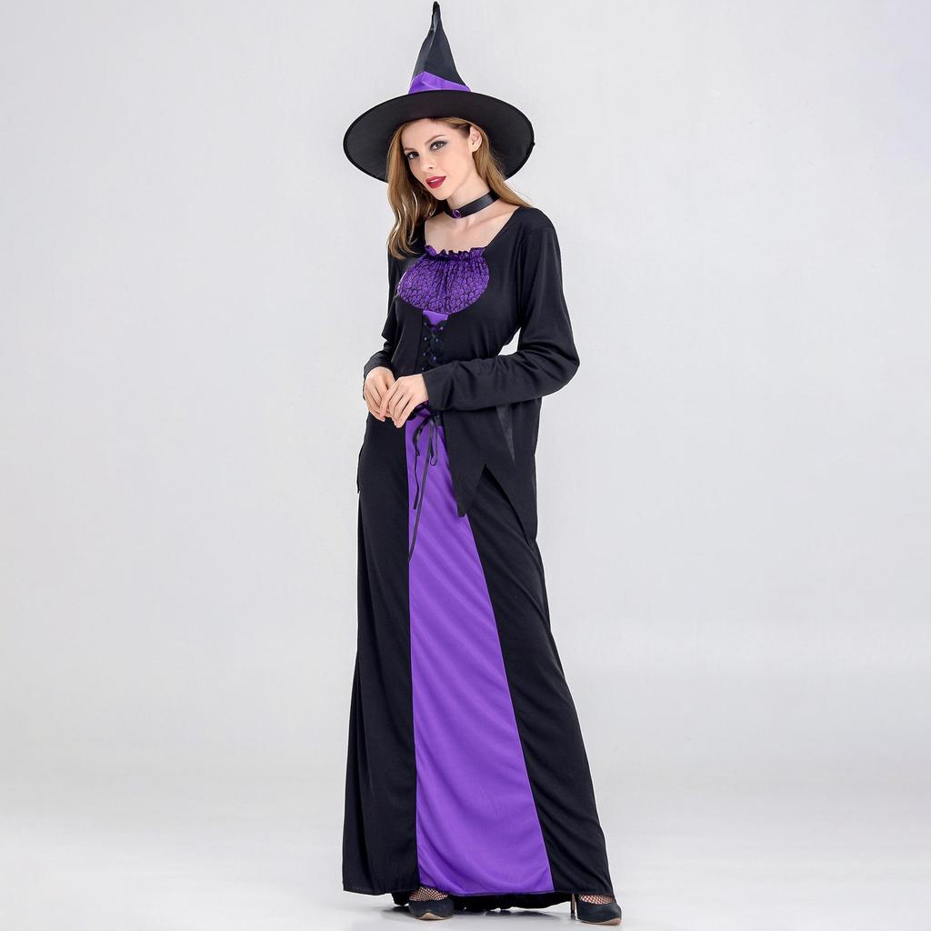 Women's Halloween Witch Costume - Purple Vampire Masquerade Dress (S-XXL)