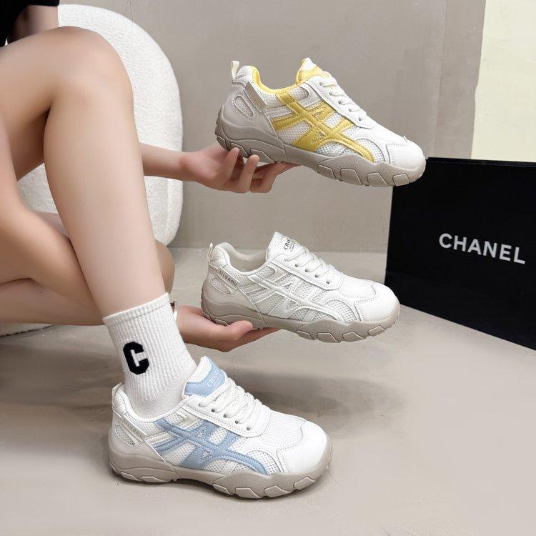 Leather mesh German training shoes increase 5CM dad shoes women's 2025 summer new Forrest Gump shoes casual breathable sports