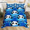 Panda Duvet Cover Set King Size Black and White Animal Comforter Cover with Pillowcases Starry Sky Blue Ultra Soft Quilt Cover