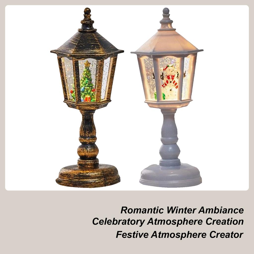 Christmas Luminous Snow Globe Street Light Hexagonal Cone Christmas LED Snow Globe Light Winter Holiday Home Decoration Gifts