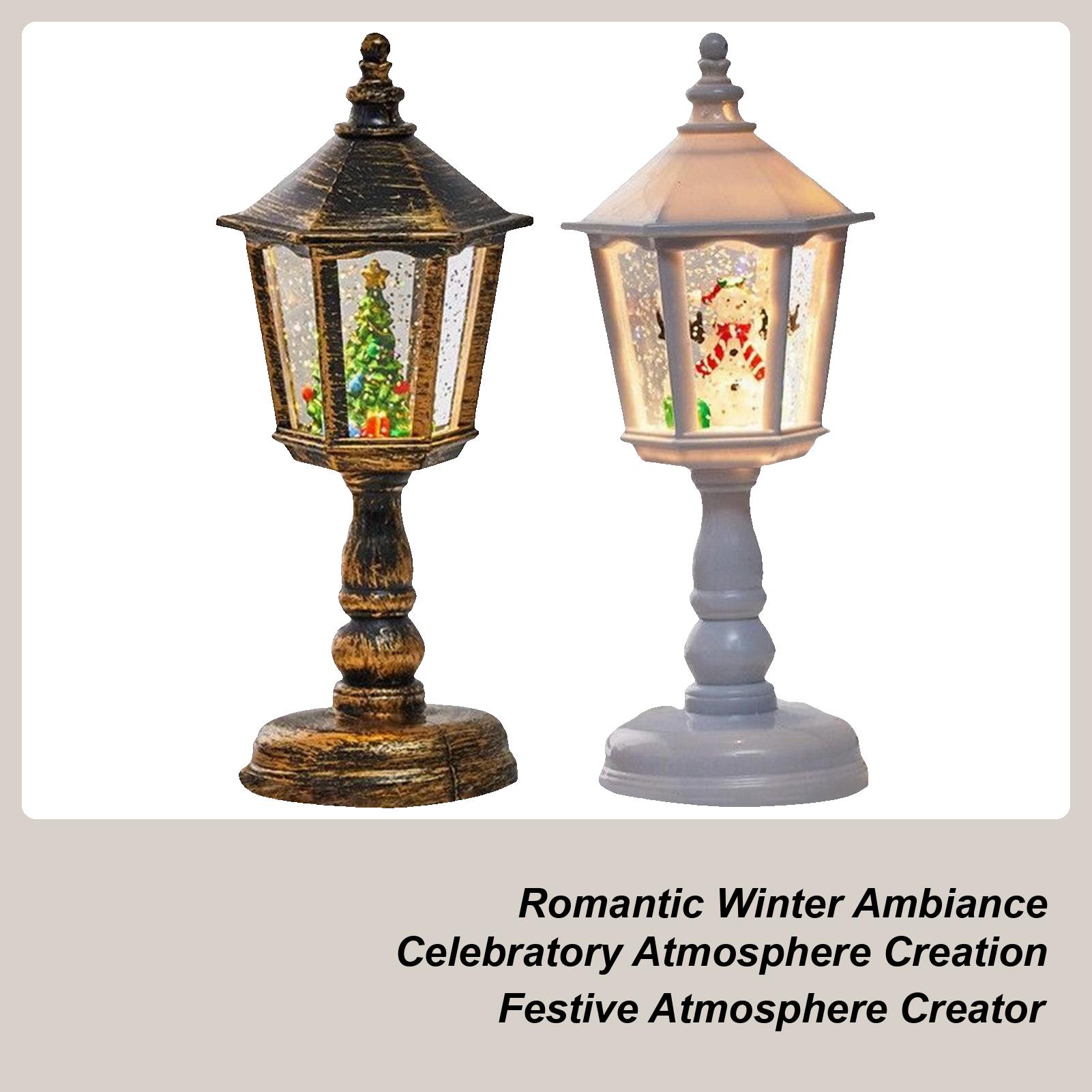 

Christmas Luminous Snow Globe Street Light Hexagonal Cone Christmas LED Snow Globe Light Winter Holiday Home Decoration Gifts білий