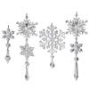 Transparent Acrylic Snowflake Ornament Set with Crystal Bead Strings for Christmas Tree Decoration